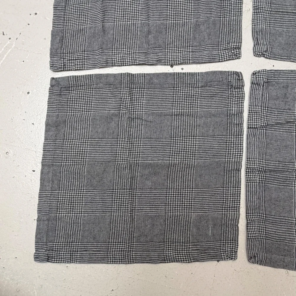 Sur La Table Glen Plaid Cotton Napkins Set of 4 Black White Check 17.5x17.5